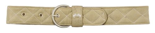 Equine Couture Women's Diamond Quilted Suede Belt W/Diagonal Line - Safari/White
