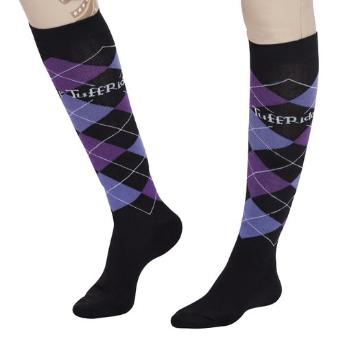 TuffRider Argyle Knee High Socks - Black/Purple/Lilac