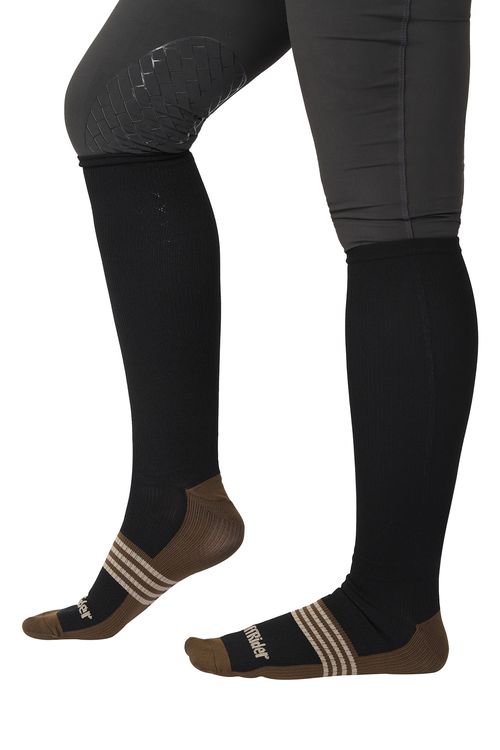 TuffRider Compression Riding Socks - Black/Chocolate Brown