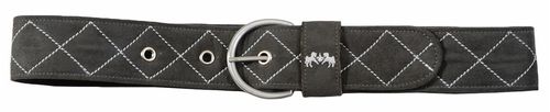 Equine Couture Women's Diamond Quilted Suede Belt W/Diagonal Line - Charcoal/White