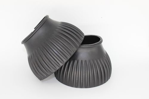 TuffRider Single Part Ribbed Bell Boots w/ Hook and Loop Tape - Black