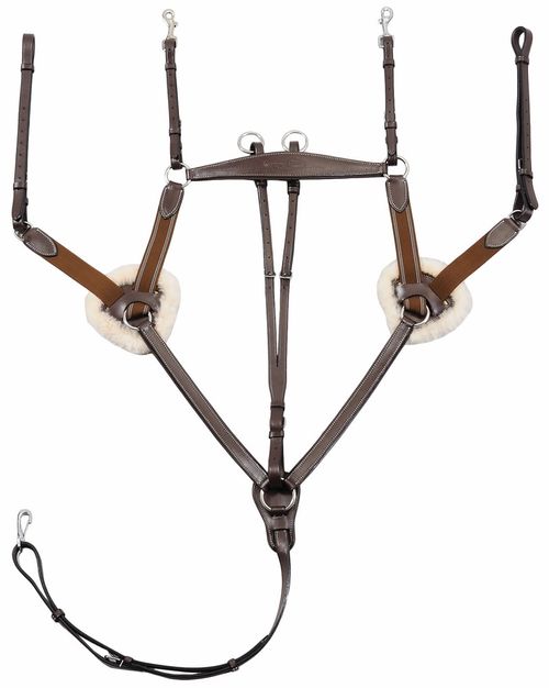 Henri de Rivel Pro 5 Point Elastic Breastplate Martingale w/Running Attachment - Australian Nut