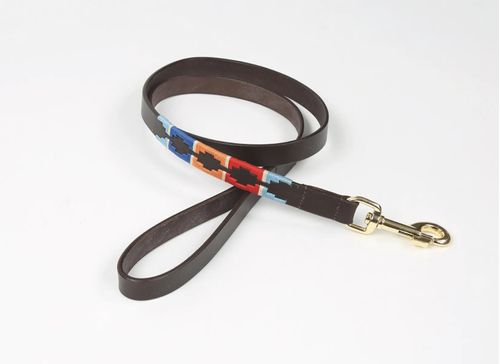 Digby & Fox Drover Polo Dog Lead - Turquoise/Red/Orange/Blue