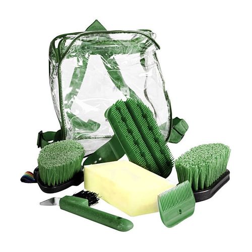 Horze Soft Grip Grooming Backpack Set - Dark Green
