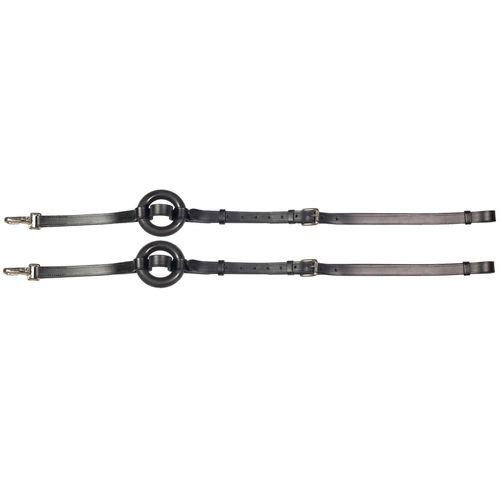 Horze Leather Side Reins w/Rubber Donuts - Black