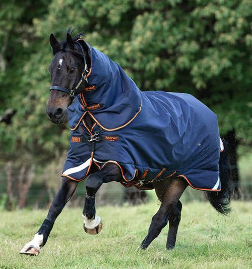 Rambo Supreme Turnout 50g - Navy/Orange/Tan/Brown