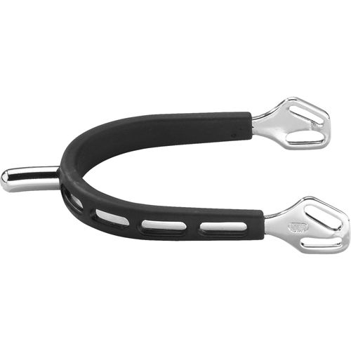 Herm Sprenger 25mm Rounded Neck Ultra Fit Extra Grip Spurs - Stainless Steel/Black Grip