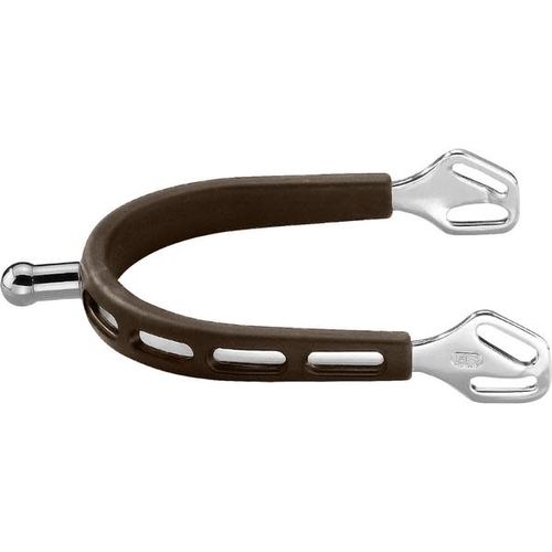 Herm Sprenger 20mm Ball Neck Ultra Fit Extra Grip Spurs - Stainless Steel/Brown Grip