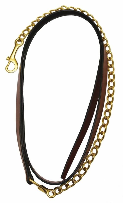 Henri de Rivel Pro Collection Leather Lead w/24" Solid Brass Chain - Australian Nut