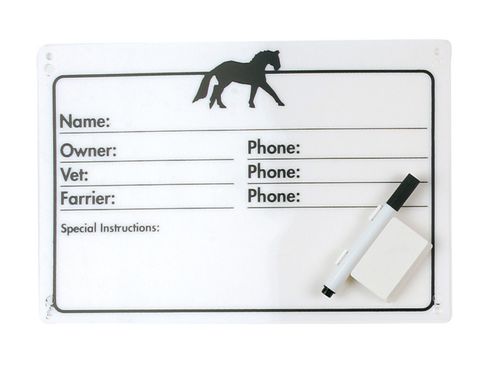 Equi-Essentials Horse Info Stall Plaque - Black