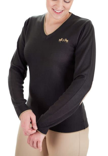 Equine Couture Women's Morgan V Neck Sweater - Charcoal