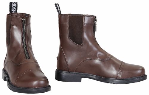 TuffRider Men's Baroque Front Zip Paddock Boots w/Metal Zipper - Mocha