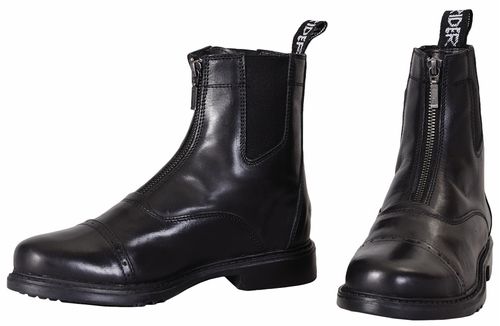 TuffRider Men's Baroque Front Zip Paddock Boots w/Metal Zipper - Black