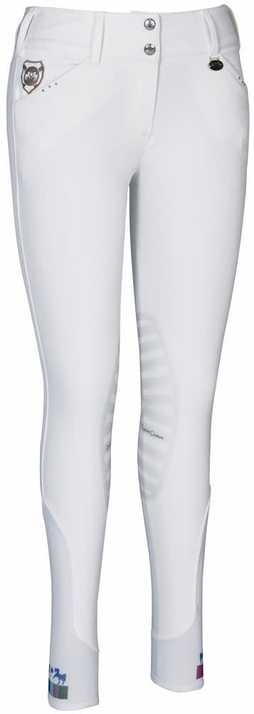 Equine Couture Women's Fiona Silicone Knee Patch Breeches - White