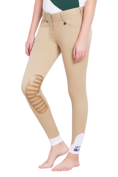 Equine Couture Women's Fiona Silicone Knee Patch Breeches - Safari