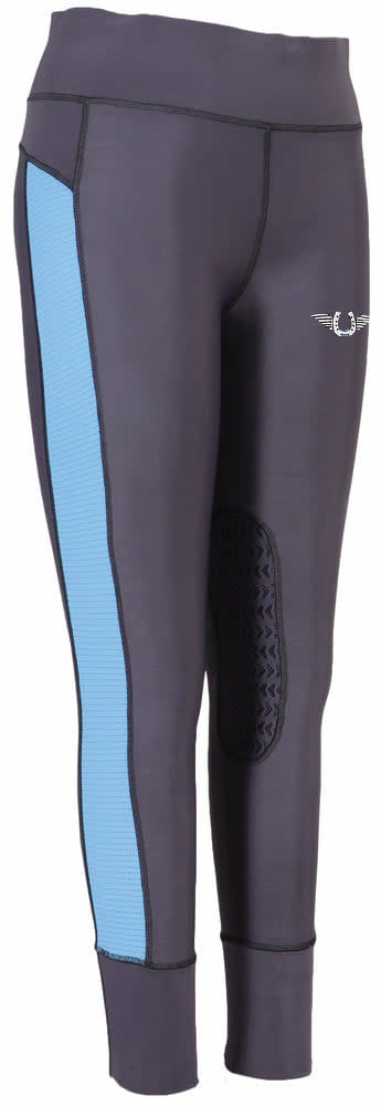 TuffRider Women's Marathon Riding Tights - Charcoal/Neon Blue