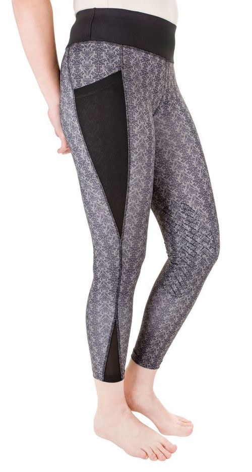 TuffRider Women's Minerva Damask Tights - Black/Charcoal