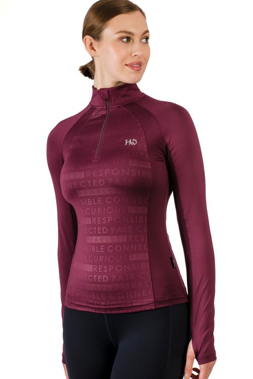 Horseware Women's Aveen Half Zip Long Sleeve Tech Top - Beetroot