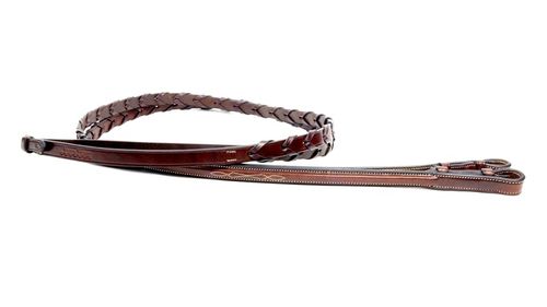 Nunn Finer Bella Donna Square Raised Laced Reins - Havana