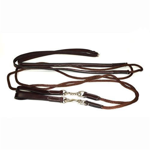 Nunn Finer Bella Donna Draw Reins w/Rope - Brown