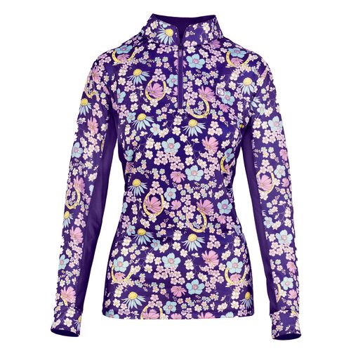 Romfh Women's Chill Factor Printed Long Sleeve Sun Shirt - Galloping Garden/English Lavender