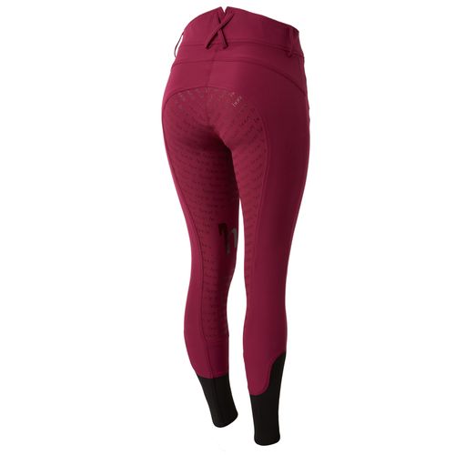 Horze Women's Melody High Waist Micro Silicone Full Seat Breeches - Maroon Dark Red