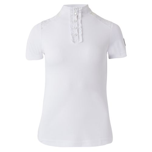 Horze Women's Sianna Short Sleeved Show Shirt w/ Lace Shoulders - White