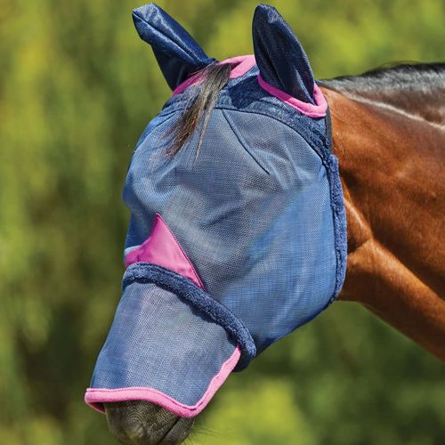 Weatherbeeta Comfitec Deluxe Durable Mesh Mask w/Ears & Nose - Navy/Purple