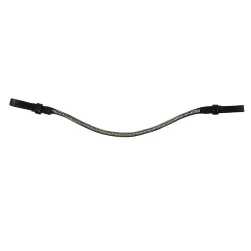 Horze Munich Curved Browband w/Crystals - Olivine Green