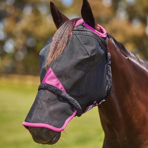 Weatherbeeta Comfitec Deluxe Durable Mesh Mask w/Nose - Black/Purple