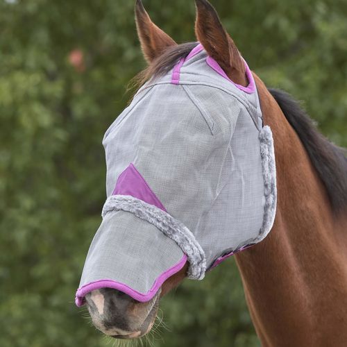 Weatherbeeta Comfitec Deluxe Durable Mesh Mask w/Nose - Grey/Purple