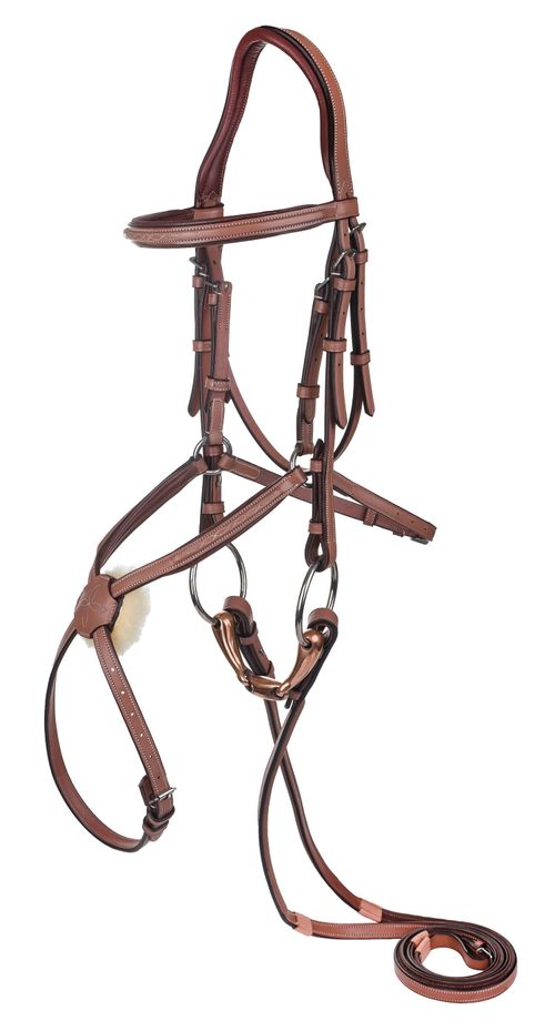 Henri de Rivel Laureate Figure 8 Bridle w/Rubber Lined Reins - Oakbark