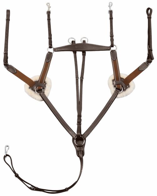 Henri de Rivel Pro 5 Point Elastic Breastplate Martingale w/Running Attachment - Havana