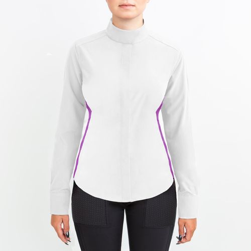 Irideon Kids' Athena Long Sleeve Show Shirt - Bright White/Purple Hibiscus