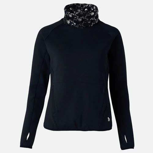 Horze Women's Kaitlin Turtleneck Sweater w/ Flower Design - Peacoat Dark Blue