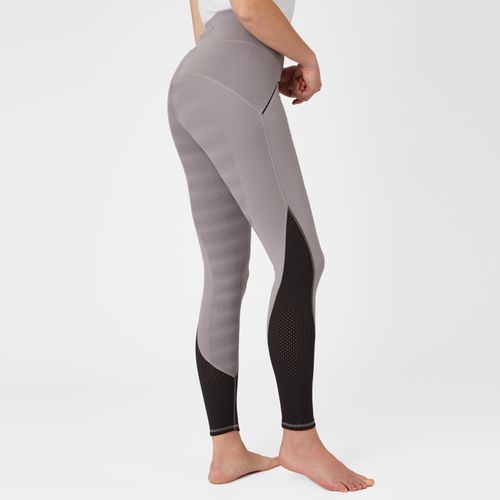 Horze Women's Danica High Waist Tights with Mesh Insert - Zinc