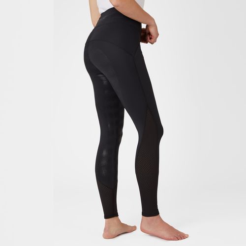 Horze Women's Danica High Waist Tights with Mesh Insert - Black