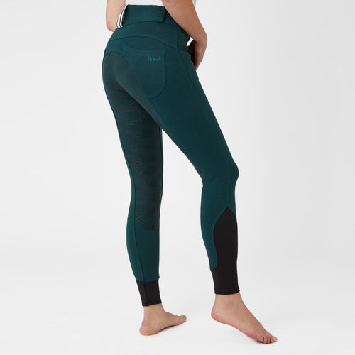 Horze Women's Full Seat Breeches w/Elastic Leg - Ponderosa Pine Dark Green