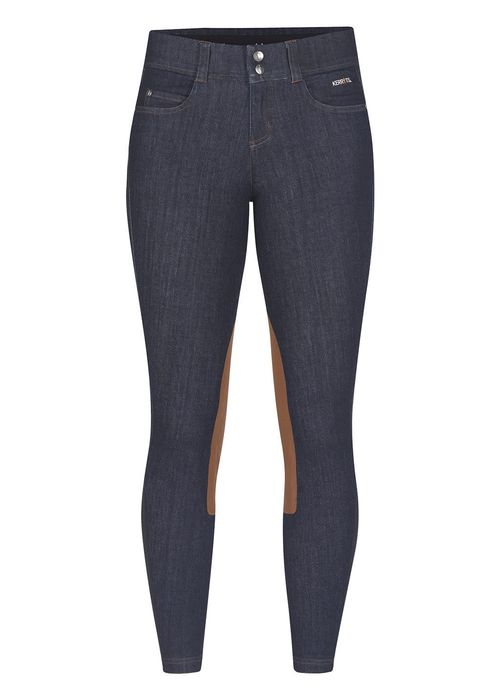 Kerrits Women's Stretch Denim Knee Patch Breeches - Classic Dark Blue