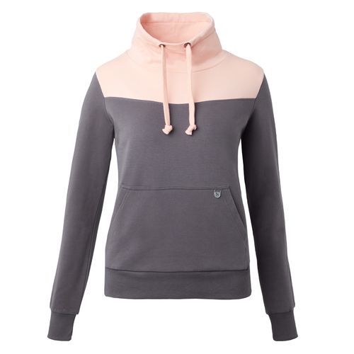 Horze Women's Jade High Neck Sweatshirt - Blackened Pearl/Coral Pink