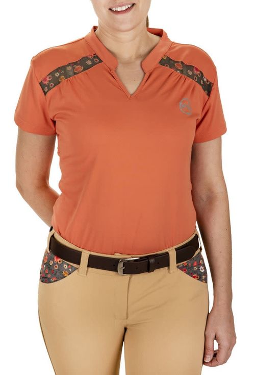 Equine Couture Women's EcoRider Thea Short Sleeve Sport Shirt - Coral