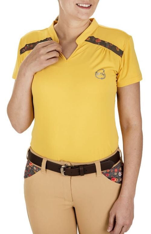 Equine Couture Women's EcoRider Thea Short Sleeve Sport Shirt - Marigold
