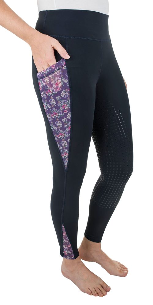 TuffRider Women's Minerva 3 Season Printed Full Seat Tights - Black/Floral