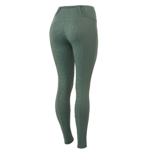 Horze Women's Rosie Full Seat Tights w/Rose Gold Zippers - Green