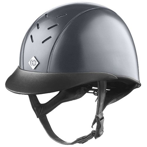 Charles Owen Ayrbrush Pinstripe Helmet - Grey/Black Chrome Pinstripe