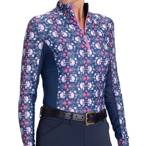 Romfh Women's Chill Factor Printed Long Sleeve Sun Shirt - Lilly Bits Juicy Pink/Navy