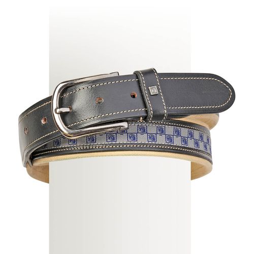 Romfh Women's Leather & Canvas Belt - Romfh Logo Check