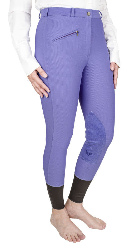 TuffRider Women's Ribb Knee Patch Breeches - Deep Purple