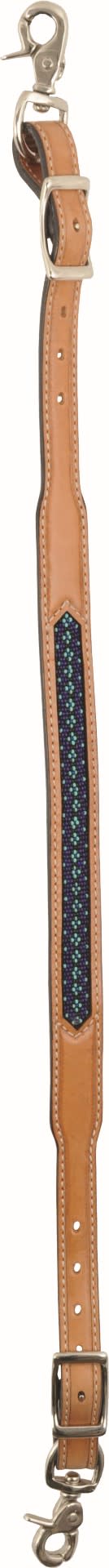 Western Rawhide Turquoise Beads Wither Strap - Golden