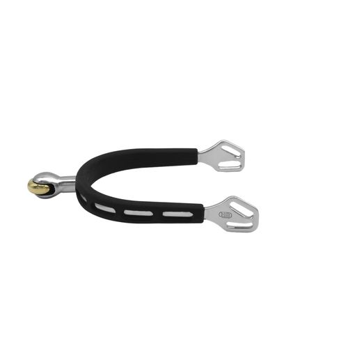 Herm Sprenger 25mm Horizontal Super Soft Comfort Roller Ultra Fit Extra Grip Spurs - Stainless Steel/Black Grip